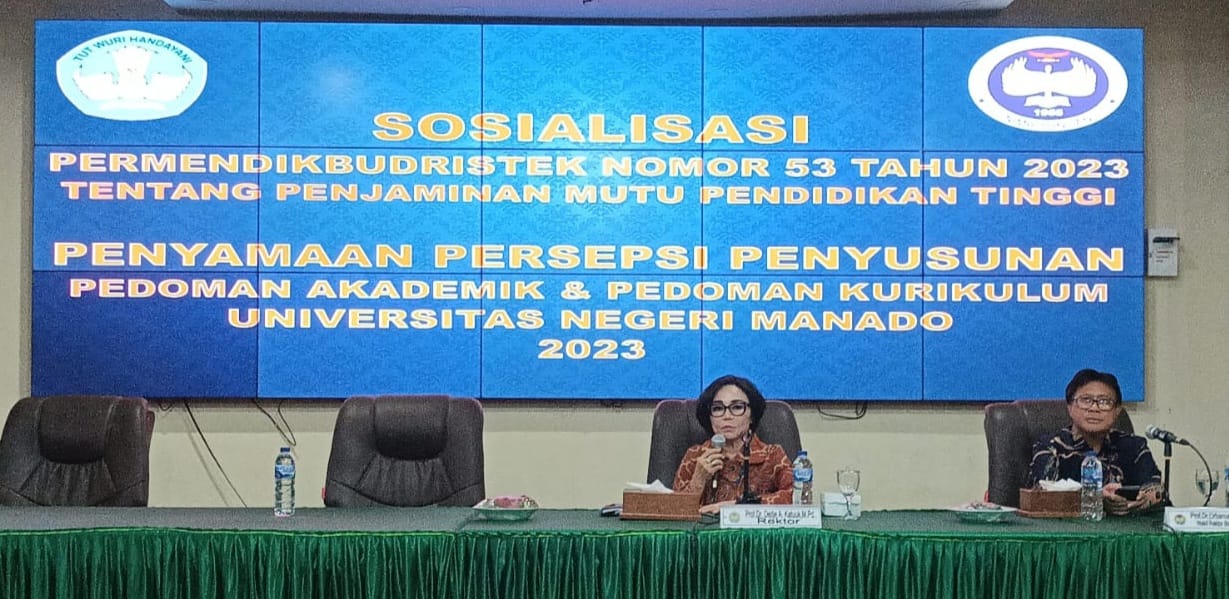 Rektor Unima Buka Sosialisasi Permendikbudristek Nomor 53 Tahun 2023