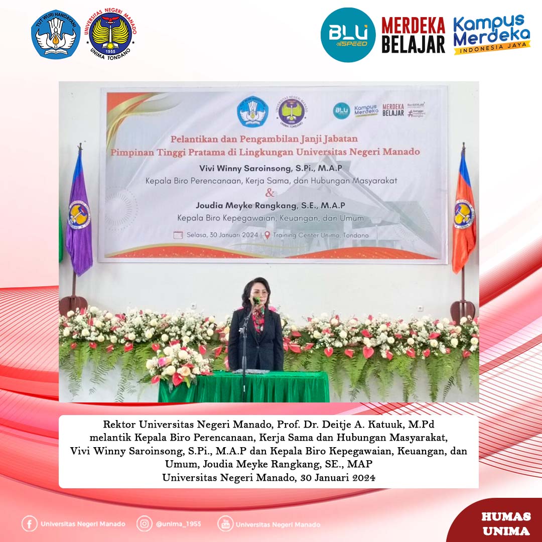 Sah, Rektor Unima Lantik Vivi dan Joudia Jabat Kepala Biro