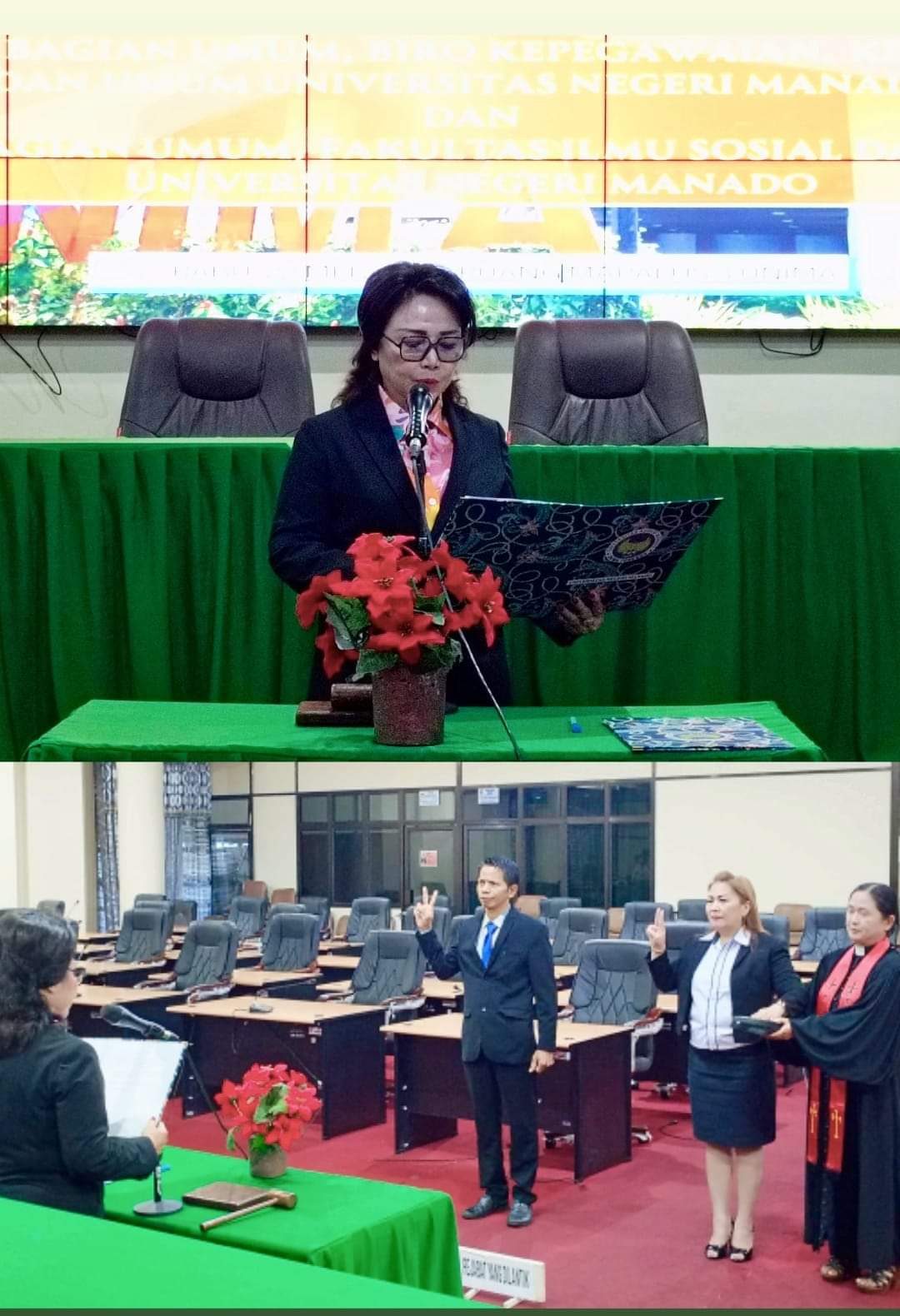 Resmi Dilantik Rektor Unima, Prof Deitje Katuuk Ucap Selamat Kepada Kabag Grace Roeroe dan Kabag Master Langi