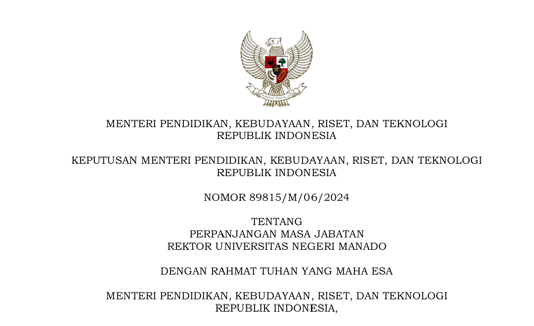 Sah!!! Ditandatangani Mas Mentri Nadiem Makarim, Masa Jabatan Rektor Unima Prof Dr Deitje Adolfien Katuuk MPd Kembali Diperpanjang