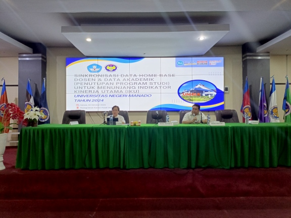 Pertahankan Prestasi IKU Unima 2024, Plt WR I Prof Gideon Maru Didampingi Karo Vivi Saroinsong MAP Pimpin Kegiatan Singkronisasi Data Home Base Dosen dan Data Akademik di PDDikti