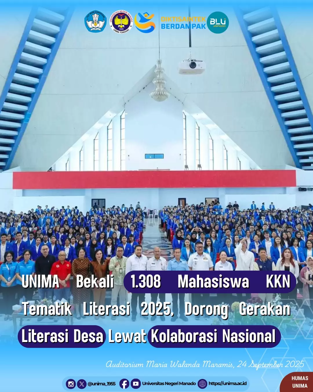 Unima Bekali 1.308 Mahasiswa KKN Tematik Literasi 2025, Dorong Gerakan Literasi Desa Lewat Kolaborasi Nasional