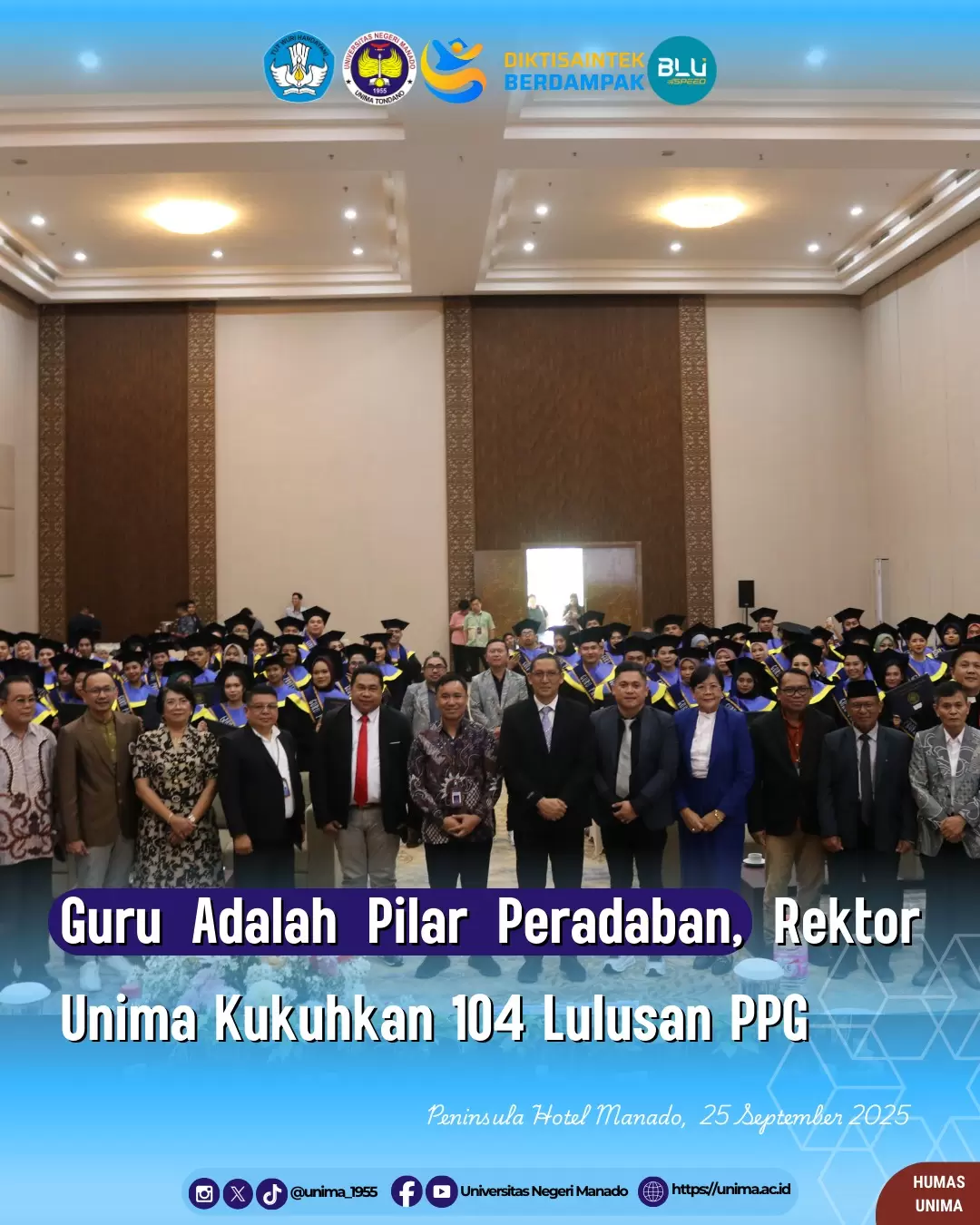 Guru Adalah Pilar Peradaban, Rektor Unima Kukuhkan 104 Lulusan PPG