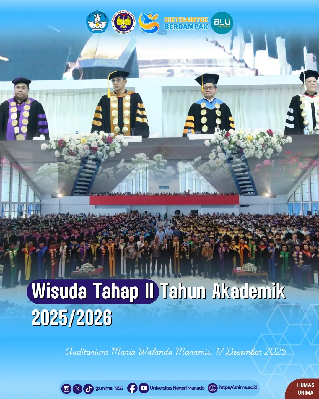 UNIMA Selenggarakan Wisuda Tahap II Semester Ganjil Tahun Akademik 2025/2026