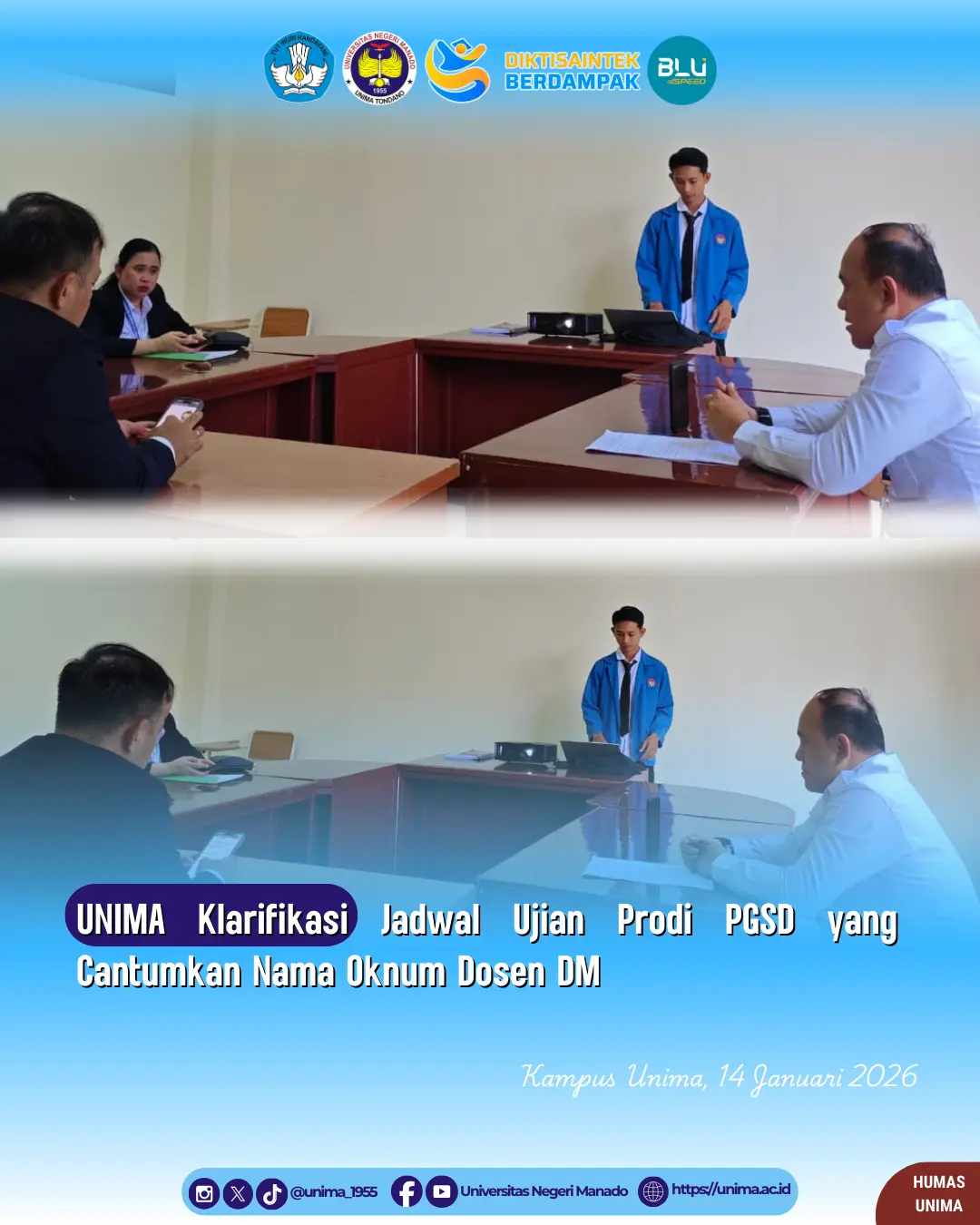 UNIMA Klarifikasi Jadwal Ujian Prodi PGSD yang Cantumkan Nama Oknum Dosen DM