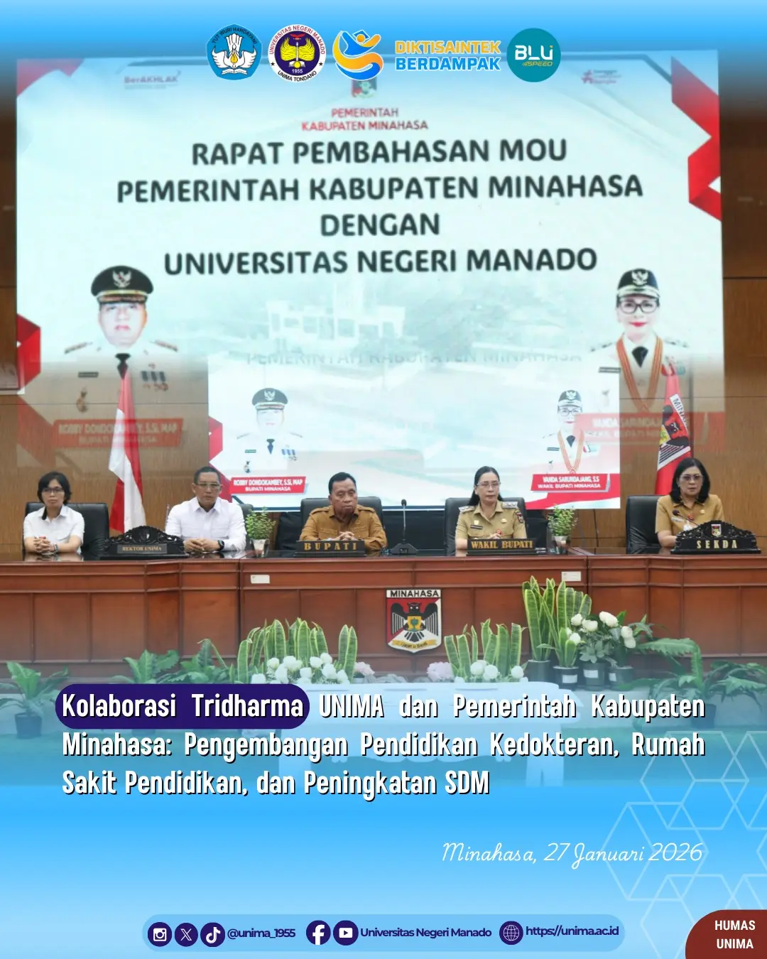 Kolaborasi Tridharma UNIMA dan Pemerintah Kabupaten Minahasa: Pengembangan Pendidikan Kedokteran, Rumah Sakit Pendidikan, dan Peningkatan SDM
