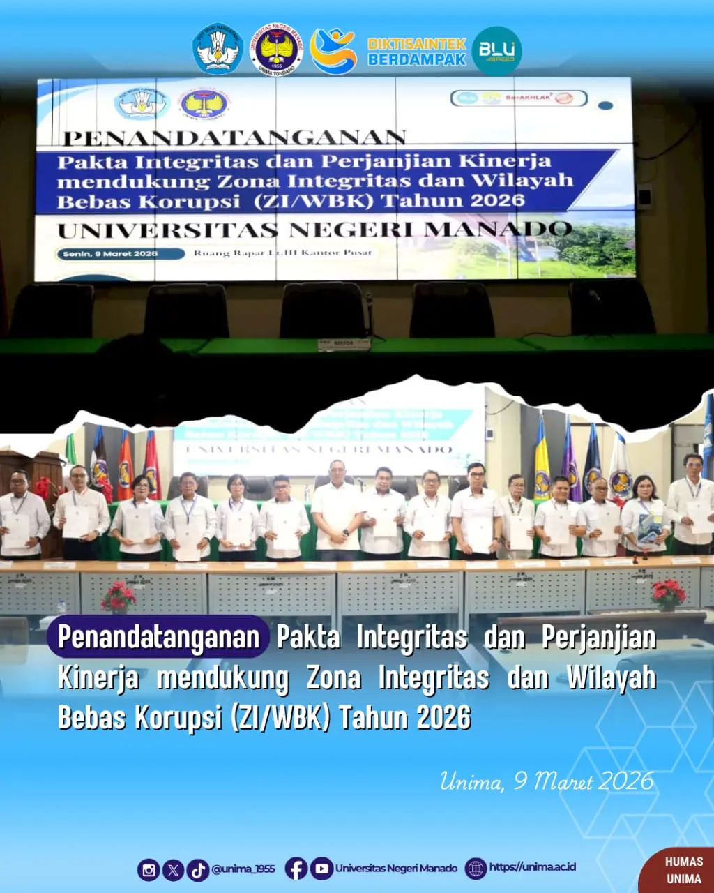 Penandatanganan Pakta Integritas dan Perjanjian Kinerja Dukung Zona Integritas dan Wilayah Bebas Korupsi (ZI/WBK) Tahun 2026