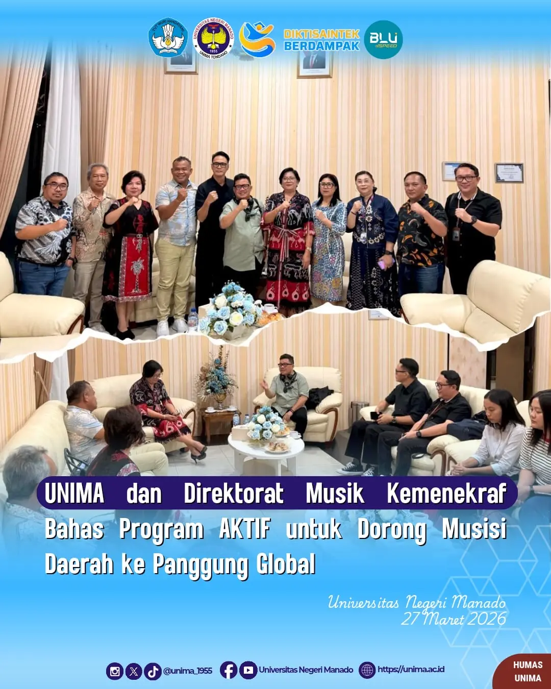 UNIMA dan Direktorat Musik Kemenekraf Bahas Program AKTIF untuk Dorong Musisi Daerah ke Panggung Global
