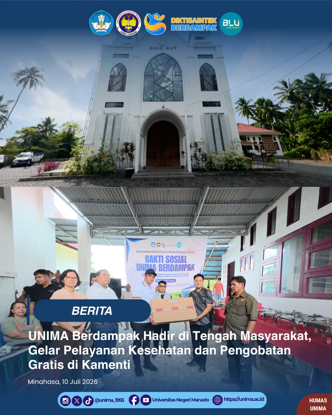 UNIMA Berdampak Hadir di Tengah Masyarakat, Gelar Pelayanan Kesehatan dan Pengobatan Gratis di Kamenti