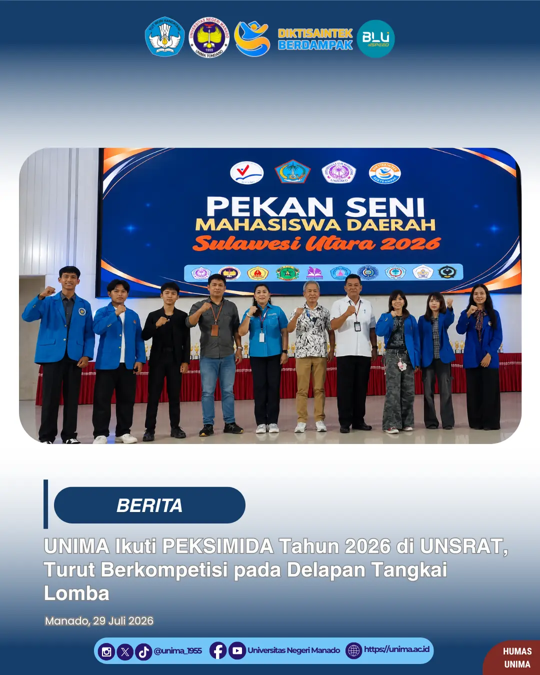 UNIMA Ikuti PEKSIMIDA Tahun 2026 di UNSRAT, Turut Berkompetisi pada Delapan Tangkai Lomba