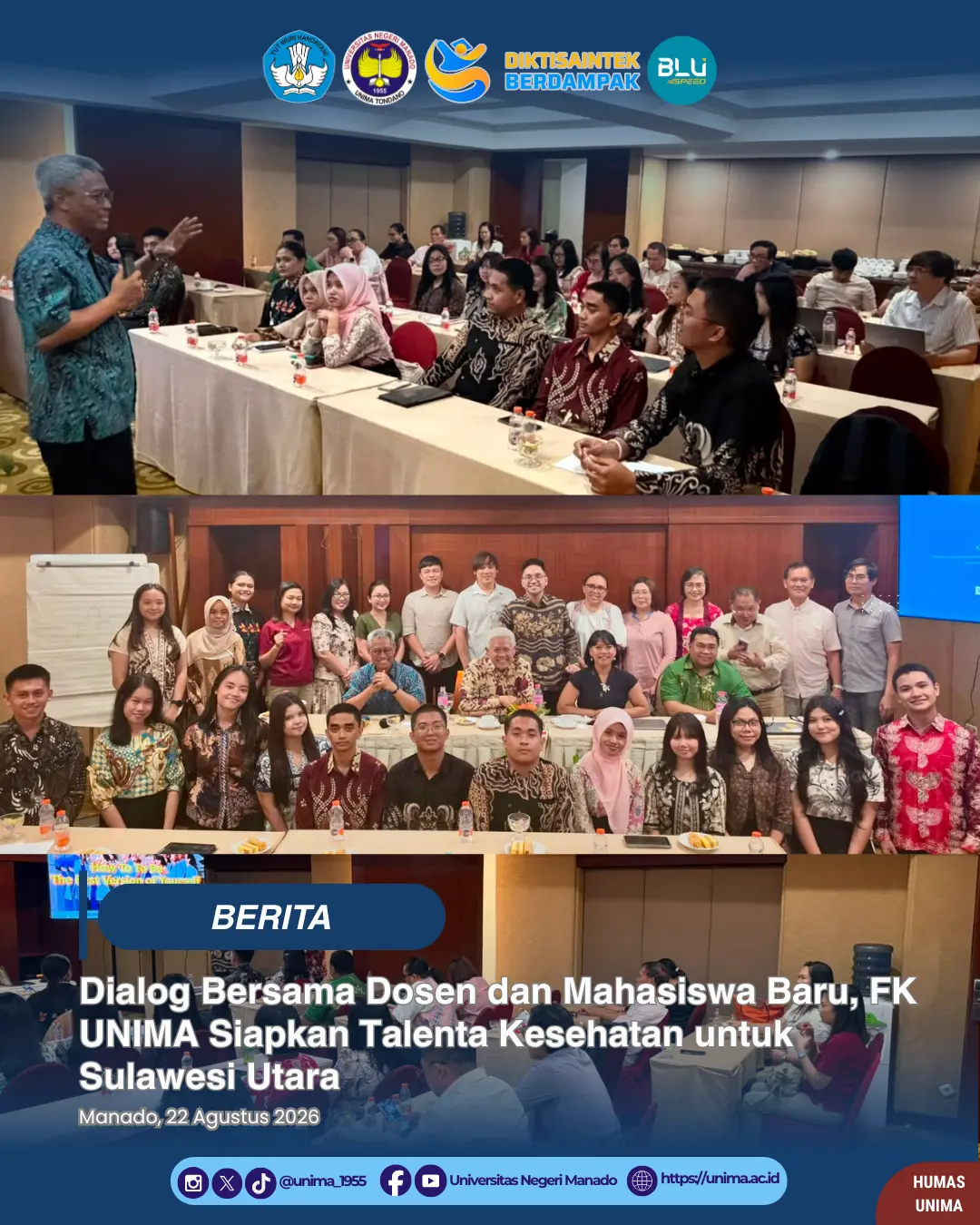 Dialog Bersama Dosen dan Mahasiswa Baru, Prodi Kedokteran UNIMA Siapkan Talenta Kesehatan untuk Sulawesi Utara