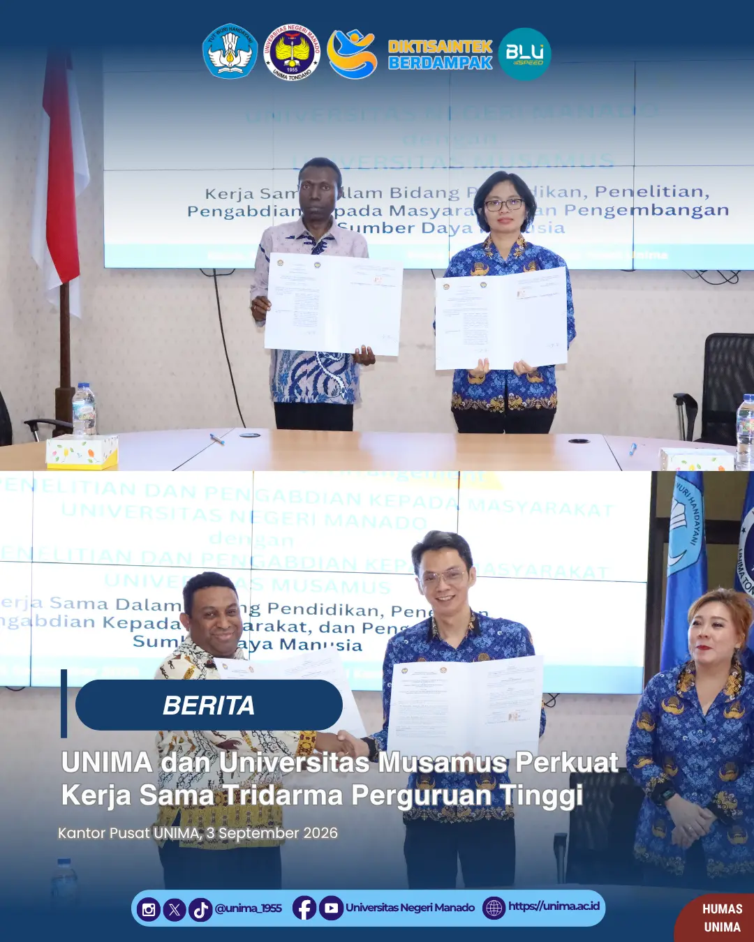 UNIMA dan Universitas Musamus Perkuat Kerja Sama Tridarma Perguruan Tinggi