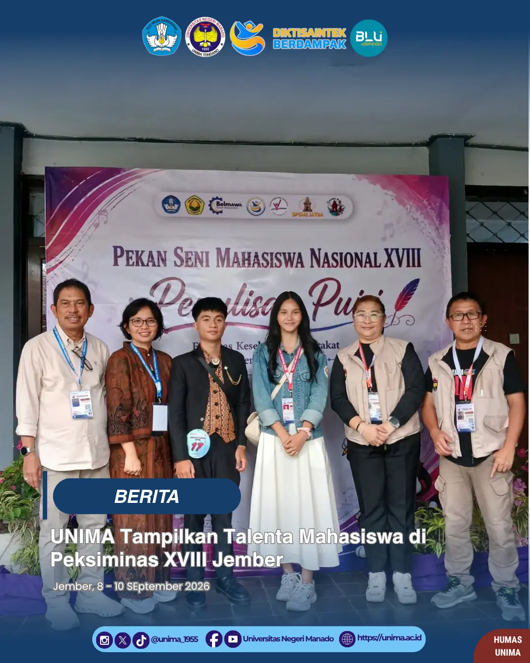 UNIMA Tampilkan Talenta Mahasiswa di Peksiminas XVIII Jember