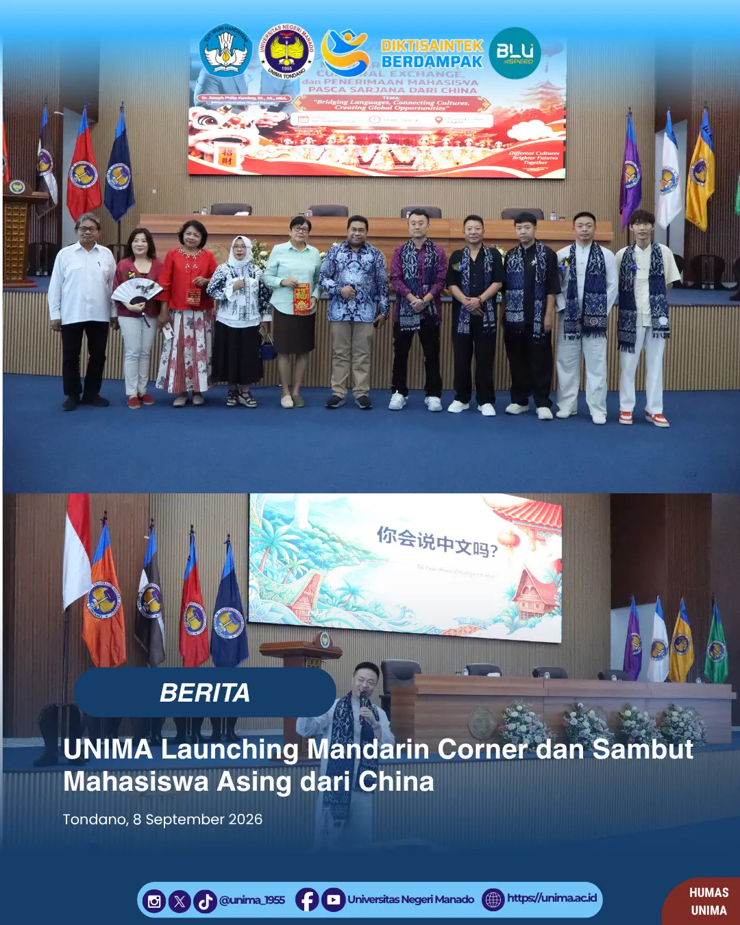 UNIMA Launching Mandarin Corner dan Sambut Mahasiswa Asing dari China